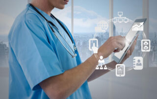 A male nurse checking on his medical delivery.