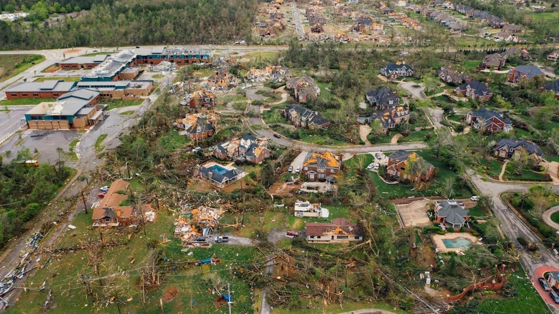 A community devastated by a hurricane
