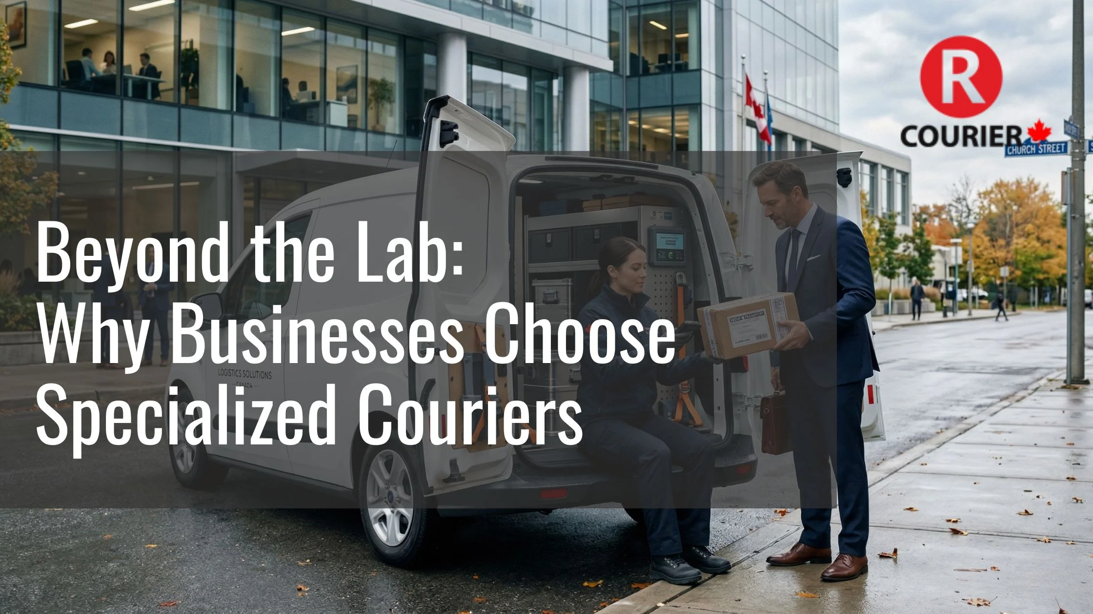 Professional courier handing over a package from a delivery 